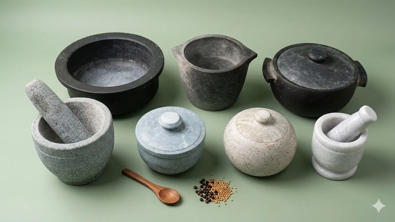Soapstone & Marble Cookware at Ramachandhraa Stores, Sullurupeta